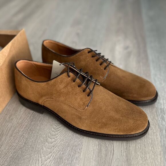 Mango Man Genuine Suede Derby Shoes Brown Leather Sole US 10.5 main image 6